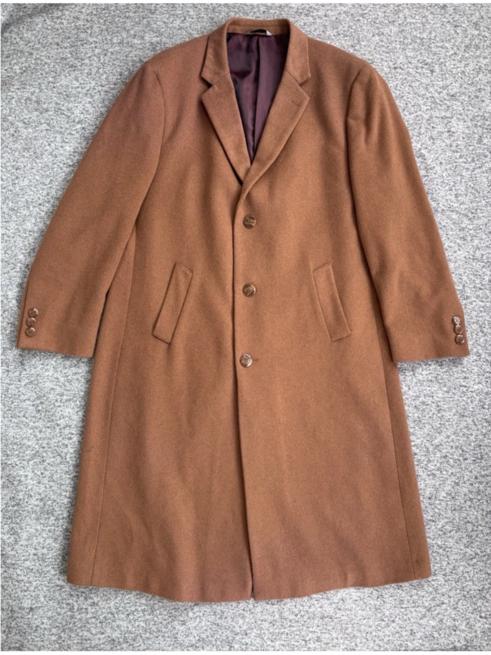 Adam Baker Men's Single Breasted Luxury Wool Full Length Topcoat - Camel